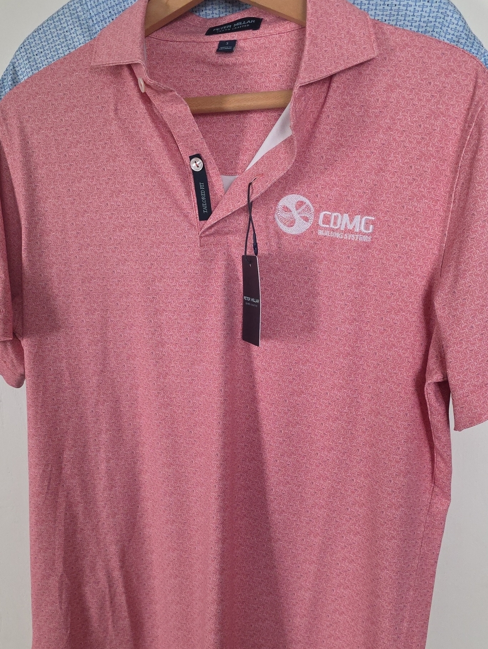 NWT Peter Millar Small Men’s Pink Polo with CDMG Logo and Blue Polo Set P2P 19" - Picture 6 of 7